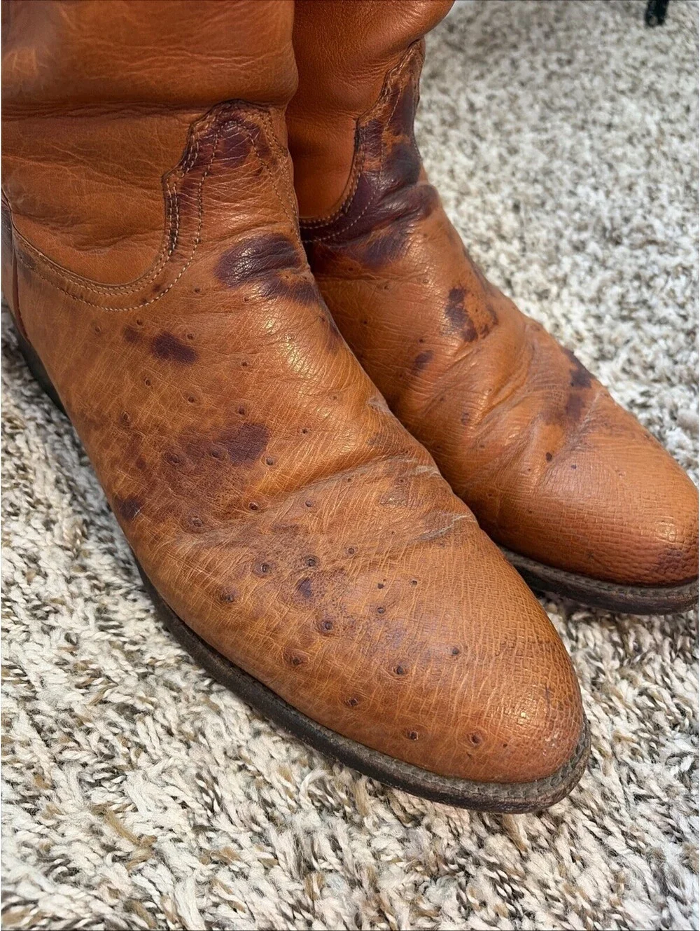 Lucchese 2000 Roper Boots Men’s Size 12 B Brown Leather Pull On Cowboy Western